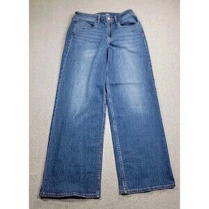 Old Navy Jeans Womens 8 30x30 Baggy Wide Leg Sky High Rise Dark Blue Boho Hippie